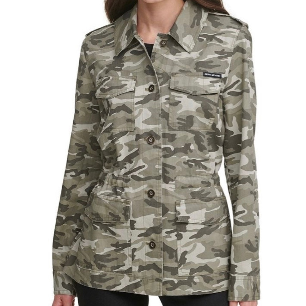 DKNY  Camo Button Front Cargo Jacket Nwt